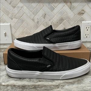 Vans Black Woven Slip Ons